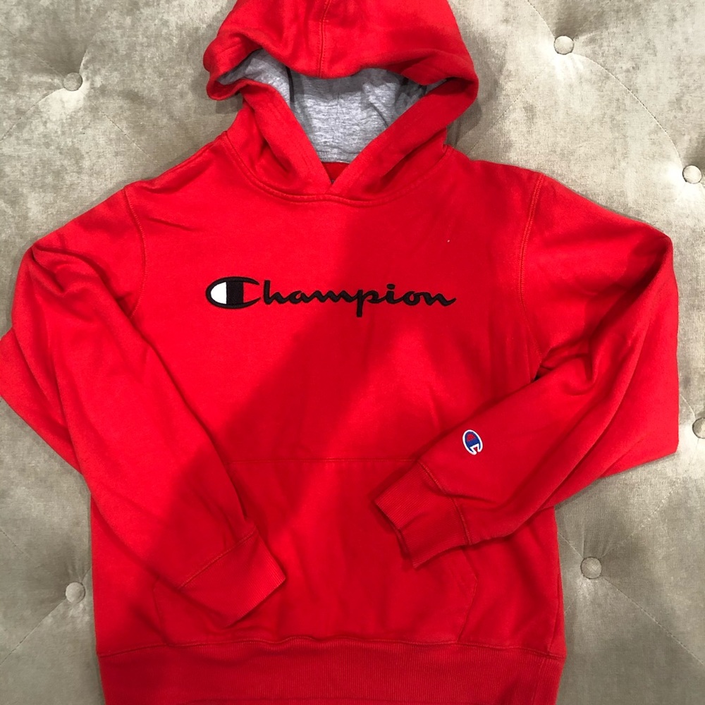Boys champion hooded sweatshirt red xl